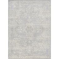 Well Woven Firenze Cannes Modern Vintage Ethnic Medallion Distressed Grey Area Rug 53 x 73