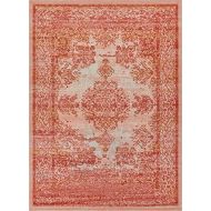 Well Woven Firenze Cannes Modern Vintage Ethnic Medallion Distressed Pink Accent Rug 2 x 3 Doormat