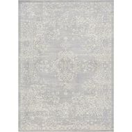 Well Woven FI-17-5 Firenze Cannes Modern Vintage Ethnic Medallion Distressed Grey Area Rug 53 x 73