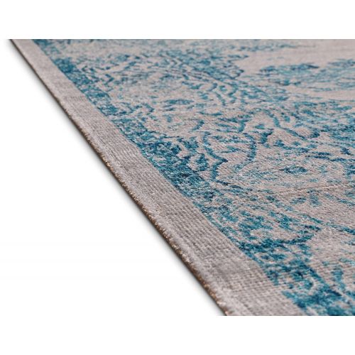  Well Woven FI-14-4 Firenze Cannes Modern Vintage Ethnic Medallion Distressed Blue Area Rug 33 x 5, 33 x 5,