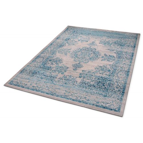  Well Woven FI-14-4 Firenze Cannes Modern Vintage Ethnic Medallion Distressed Blue Area Rug 33 x 5, 33 x 5,