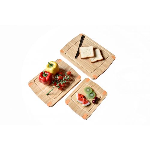 Welland WELLAND 3-Piece Bamboo Cutting Board Set Slip-resistant