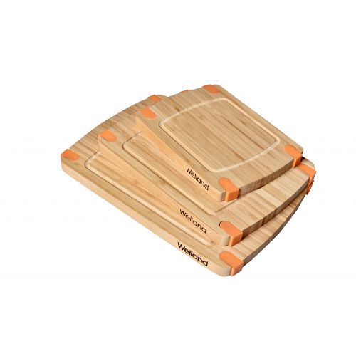  Welland WELLAND 3-Piece Bamboo Cutting Board Set Slip-resistant