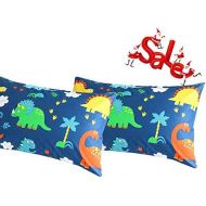Wellboo Kids Pillowcases Dinosaur Toddler Blue Pillow Shams Forest Cotton Jurassic Pillow Protectors Queen Twin Standard Size Boys Girls Luxury Organic Printing Pillow Covers No In