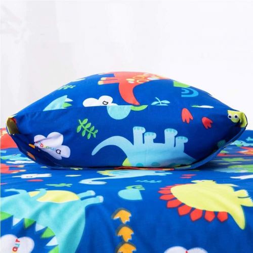  Wellboo Kids Pillowcases Dinosaur Toddler Blue Pillow Shams Forest Cotton Jurassic Pillow Protectors Queen Twin Standard Size Boys Girls Luxury Organic Printing Pillow Covers No In