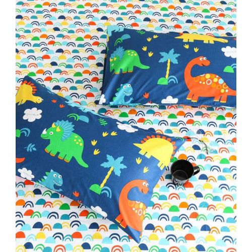  Wellboo Kids Pillowcases Dinosaur Toddler Blue Pillow Shams Forest Cotton Jurassic Pillow Protectors Queen Twin Standard Size Boys Girls Luxury Organic Printing Pillow Covers No In