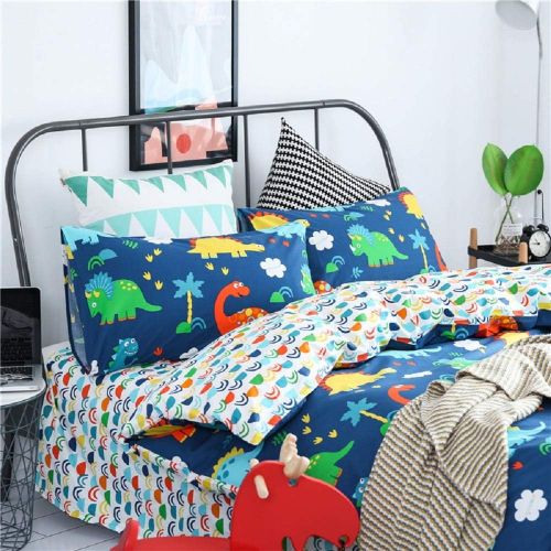  Wellboo Kids Pillowcases Dinosaur Toddler Blue Pillow Shams Forest Cotton Jurassic Pillow Protectors Queen Twin Standard Size Boys Girls Luxury Organic Printing Pillow Covers No In