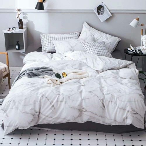  Wellboo Black and White Marble Bedding Cover Sets Boys Kids Twin Pure Cotton Duvet Cover Sets for Girls Teen Black White Geometric Triangle Abstract Texture Pattern Comforter Cover