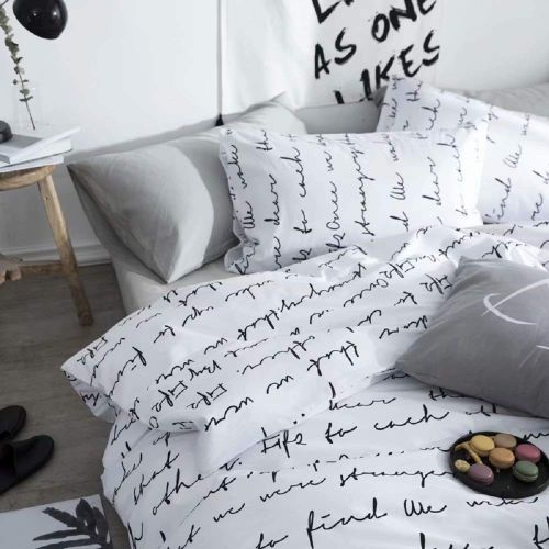  Wellboo Black and White Marble Bedding Cover Sets Boys Kids Twin Pure Cotton Duvet Cover Sets for Girls Teen Black White Geometric Triangle Abstract Texture Pattern Comforter Cover