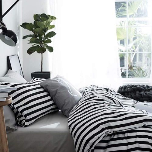  Wellboo Black and White Marble Bedding Cover Sets Boys Kids Twin Pure Cotton Duvet Cover Sets for Girls Teen Black White Geometric Triangle Abstract Texture Pattern Comforter Cover