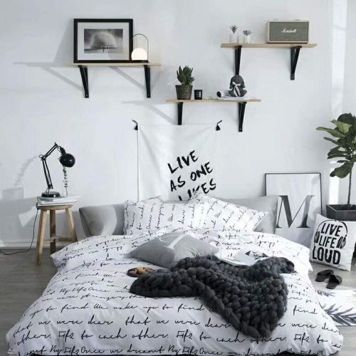  Wellboo Black and White Marble Bedding Cover Sets Boys Kids Twin Pure Cotton Duvet Cover Sets for Girls Teen Black White Geometric Triangle Abstract Texture Pattern Comforter Cover