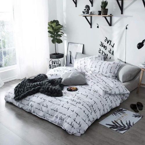  Wellboo Black and White Marble Bedding Cover Sets Boys Kids Twin Pure Cotton Duvet Cover Sets for Girls Teen Black White Geometric Triangle Abstract Texture Pattern Comforter Cover