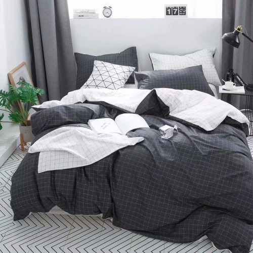  Wellboo Black and White Marble Bedding Cover Sets Boys Kids Twin Pure Cotton Duvet Cover Sets for Girls Teen Black White Geometric Triangle Abstract Texture Pattern Comforter Cover
