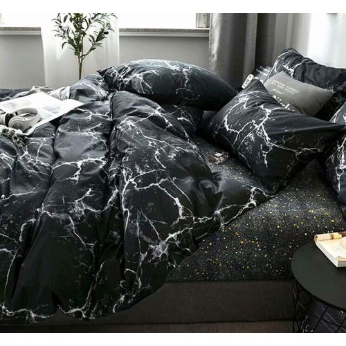  Wellboo Black and White Marble Bedding Cover Sets Boys Kids Twin Pure Cotton Duvet Cover Sets for Girls Teen Black White Geometric Triangle Abstract Texture Pattern Comforter Cover