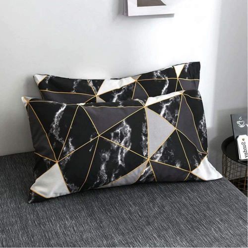  Wellboo Black and White Marble Bedding Cover Sets Boys Kids Twin Pure Cotton Duvet Cover Sets for Girls Teen Black White Geometric Triangle Abstract Texture Pattern Comforter Cover