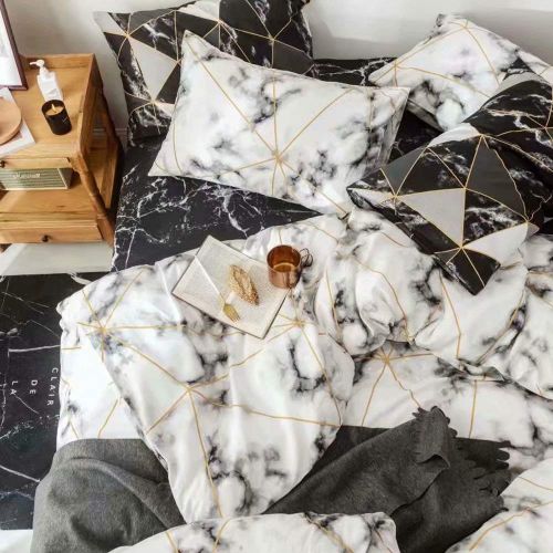  Wellboo Black and White Marble Bedding Cover Sets Boys Kids Twin Pure Cotton Duvet Cover Sets for Girls Teen Black White Geometric Triangle Abstract Texture Pattern Comforter Cover