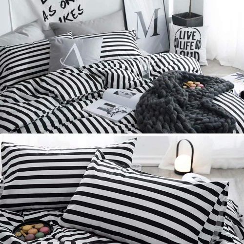  Wellboo Black and White Marble Bedding Cover Sets Boys Kids Twin Pure Cotton Duvet Cover Sets for Girls Teen Black White Geometric Triangle Abstract Texture Pattern Comforter Cover