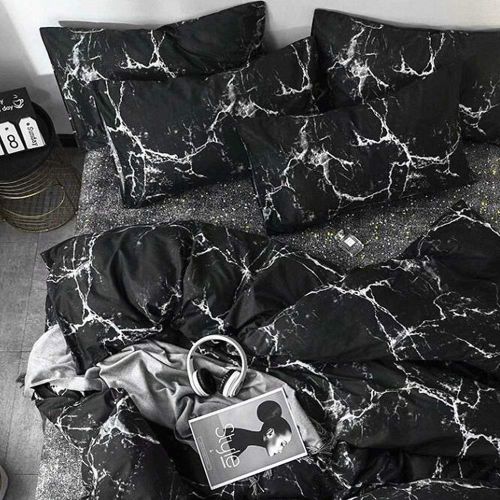  Wellboo Black and White Marble Bedding Cover Sets Boys Kids Twin Pure Cotton Duvet Cover Sets for Girls Teen Black White Geometric Triangle Abstract Texture Pattern Comforter Cover