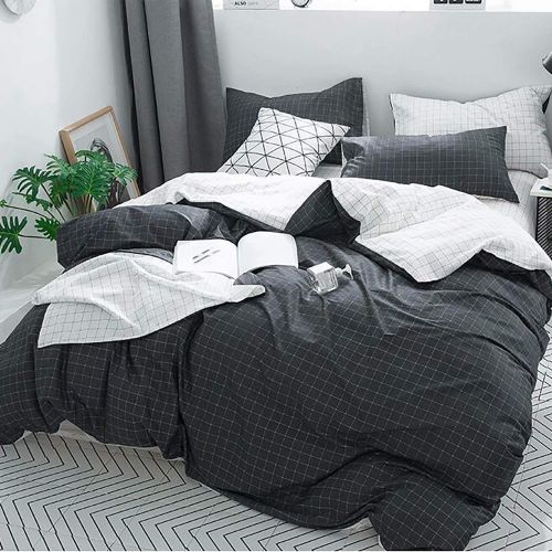  Wellboo Black and White Marble Bedding Cover Sets Boys Kids Twin Pure Cotton Duvet Cover Sets for Girls Teen Black White Geometric Triangle Abstract Texture Pattern Comforter Cover