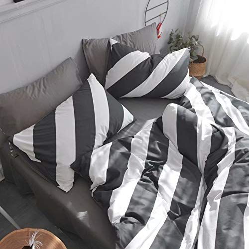  Wellboo White Comforter Covers Plaid Grid Cotton Duvet Covers Queen Checkered Boy Girl Bedding Sets Big Plaid Pattern Reversible Duvet Covers Mini Plaid Geometric Checkered Zipper