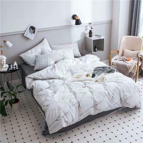  Wellboo White Comforter Covers Plaid Grid Cotton Duvet Covers Queen Checkered Boy Girl Bedding Sets Big Plaid Pattern Reversible Duvet Covers Mini Plaid Geometric Checkered Zipper