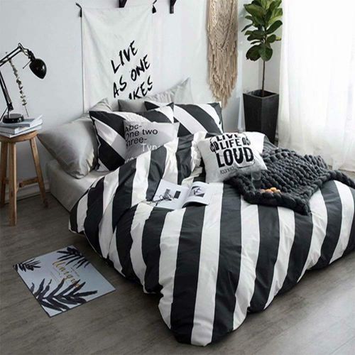  Wellboo White Comforter Covers Plaid Grid Cotton Duvet Covers Queen Checkered Boy Girl Bedding Sets Big Plaid Pattern Reversible Duvet Covers Mini Plaid Geometric Checkered Zipper