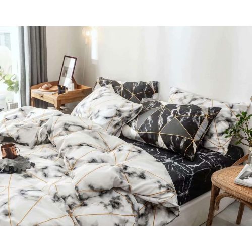  Wellboo White Comforter Covers Plaid Grid Cotton Duvet Covers Queen Checkered Boy Girl Bedding Sets Big Plaid Pattern Reversible Duvet Covers Mini Plaid Geometric Checkered Zipper