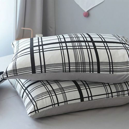  Wellboo White Comforter Covers Plaid Grid Cotton Duvet Covers Queen Checkered Boy Girl Bedding Sets Big Plaid Pattern Reversible Duvet Covers Mini Plaid Geometric Checkered Zipper