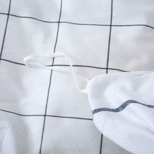  Wellboo White Comforter Covers Plaid Grid Cotton Duvet Covers Queen Checkered Boy Girl Bedding Sets Big Plaid Pattern Reversible Duvet Covers Mini Plaid Geometric Checkered Zipper