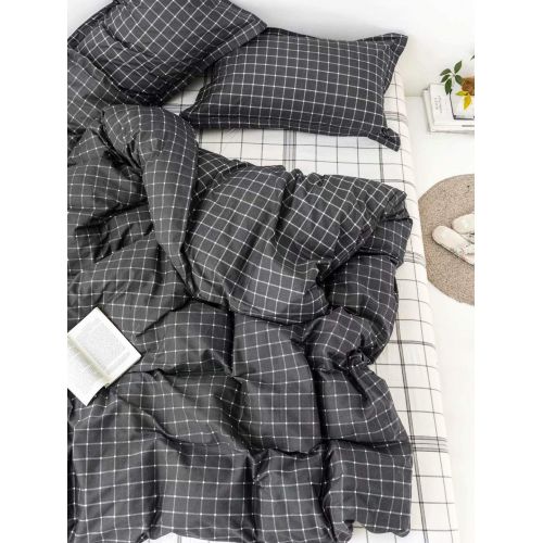  Wellboo White Comforter Covers Plaid Grid Cotton Duvet Covers Queen Checkered Boy Girl Bedding Sets Big Plaid Pattern Reversible Duvet Covers Mini Plaid Geometric Checkered Zipper