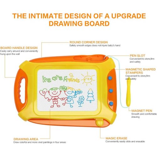  [아마존베스트]Wellchild Magentic Drawing Doodle Board,Toddler Toys Magnetic Board for Kids,Etch Travel Size A Sketch Toys for 3 4 5 Year Old Girls Boys Gifts
