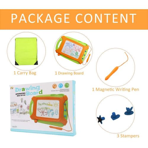  [아마존베스트]Wellchild Magnetic Drawing Board for Toddlers,Travel Size Toddlers Toys A Etch Toddler Sketch Colorful Erasable with One Carry Bag Magnet Pen and Three Stampers