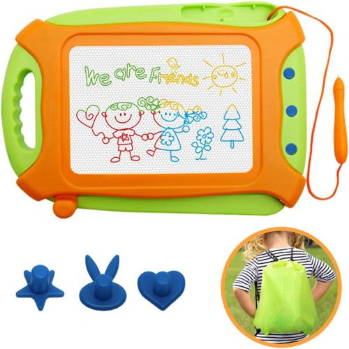  [아마존베스트]Wellchild Magnetic Drawing Board for Toddlers,Travel Size Toddlers Toys A Etch Toddler Sketch Colorful Erasable with One Carry Bag Magnet Pen and Three Stampers