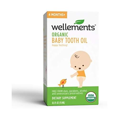  [아마존베스트]Wellements Organic Baby Tooth Oil, 0.5 Fl Oz, Promotes Happy Teething, Free from Dyes, Parabens,...