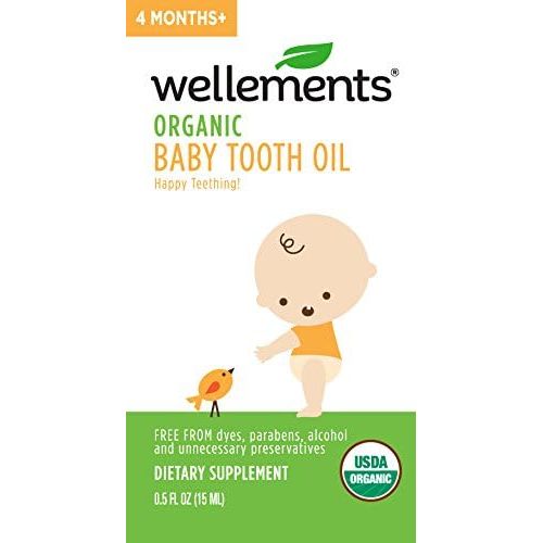  [아마존베스트]Wellements Organic Baby Tooth Oil, 0.5 Fl Oz, Promotes Happy Teething, Free from Dyes, Parabens,...