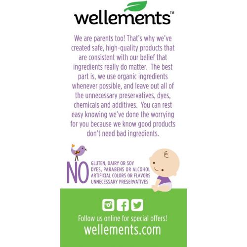  Wellements Organic Gripe Water, 4 Fl Oz, 2 Count, Eases Babys Stomach Discomfort and Gas, Free From Dyes, Parabens, Preservatives