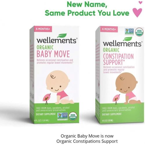 Wellements Organic Baby Constipation Support, 4 Fl Oz, 2 Count, Free from Dyes, Parabens, Preservatives-Packaging May Vary