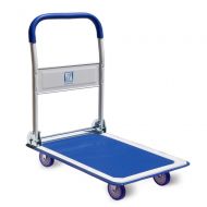 Push Cart Dolly by Wellmax, Moving Platform Hand Truck, Foldable for Easy Storage and 360 Degree Swivel Wheels with 330lb Weight Capacity, Blue Color