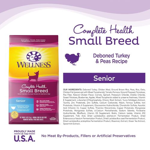  Wellness Natural Pet Food Wellness Complete Health Natural Dry Small Breed Dog Food Small Breed Senior Turkey & Peas