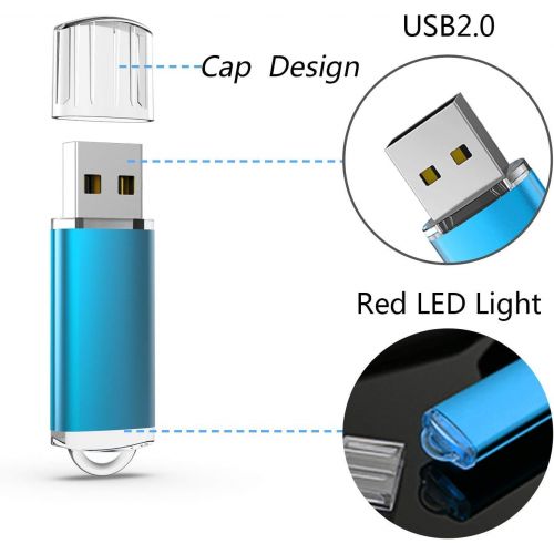  Flash Drive, wellsenn USB Drive 5 X 16 GB USB Flash Drive 16 gb Thumb Drive Memory Stick Swivel Keychain Design Mixcolor (16GB5) (mixcolor5)