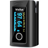 Wellue Fingertip Pulse Oximeter, Blood Oxygen Saturation Monitor with Batteries, Carry Bag & Lanyard for Wellness Use