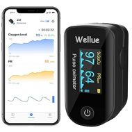 Wellue Pulse Oximeter Fingertip Blood Oxygen Saturation Heart Rate Monitor with Batteries and Lanyard Bluetooth FS20F Black