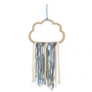 Wendy Bellissimo Hanging Wood Wall Art + Wall Decor - Cloud Ribbon in Blue + Grey