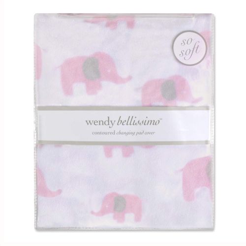  Wendy Bellissimo Velboa Contoured Diaper Pad Cover for Diaper Changer (32x16x6) - Elephant in...