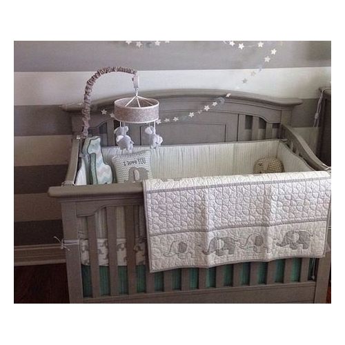  Wendy Bellissimo 4 pc Nursery Bedding Baby Crib Bumpers - Grey