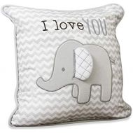 Wendy Bellissimo Super Soft Square Decorative Pillow + Throw Pillow (11x11) Nursery Decor - Elephant Grey and White