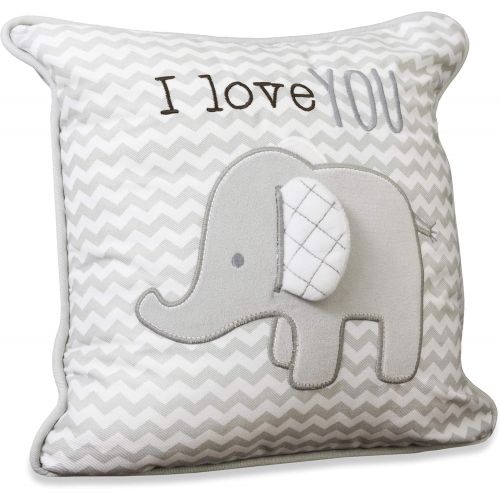  Wendy Bellissimo Super Soft Square Decorative Pillow + Throw Pillow (11x11) Nursery Decor - Elephant Grey and White