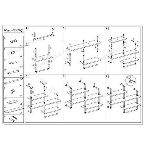  Wendy JINGQI Industrial Pipe Shelf for Home Organizer Storage, 4 Tiers Rustic Urban Style Metal Wall Mounted Ledge Bookcase Shelf Rustic Modern Wood Ladder Pipe Wall Shelf