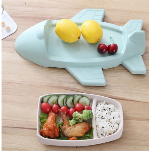  Wendy Wu Little Kid and Toddler Baby Feeding Divided Plate and Bowl (Pink Airplane)