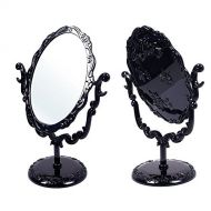 Wenettion Black Butterfly Desktop Mirror Rotatable Gothic Small Size Rose Makeup Stand